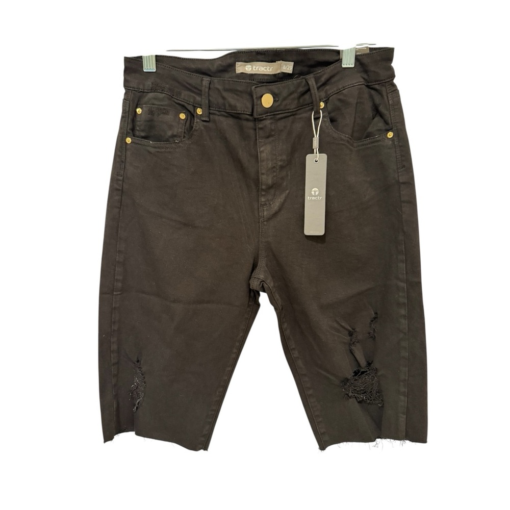 Tractr Brand Distressed Black Bermudas